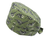 Lesleys OP-Haube für lange Haare Dinos - Stoff OP-Haube aus 100% Baumwolle