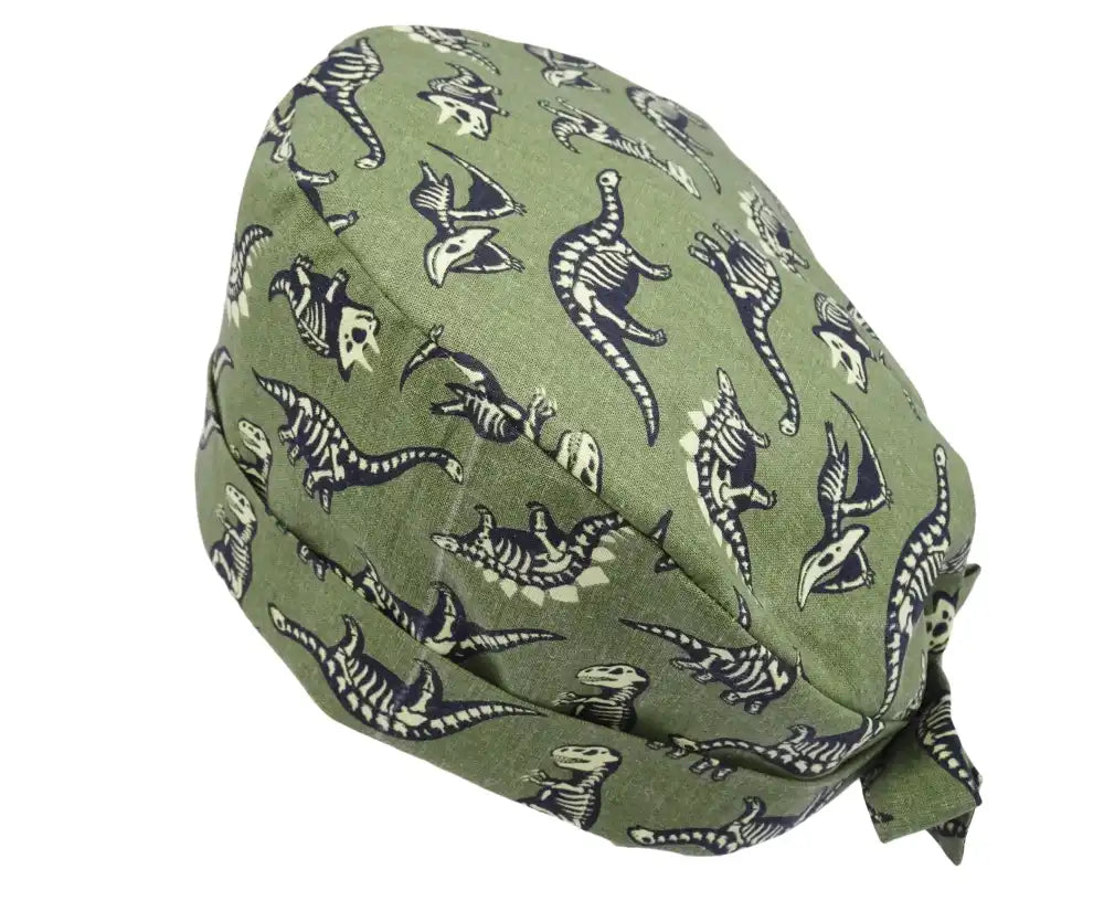 Lesleys OP-Haube für lange Haare Dinos - Stoff OP-Haube aus 100% Baumwolle