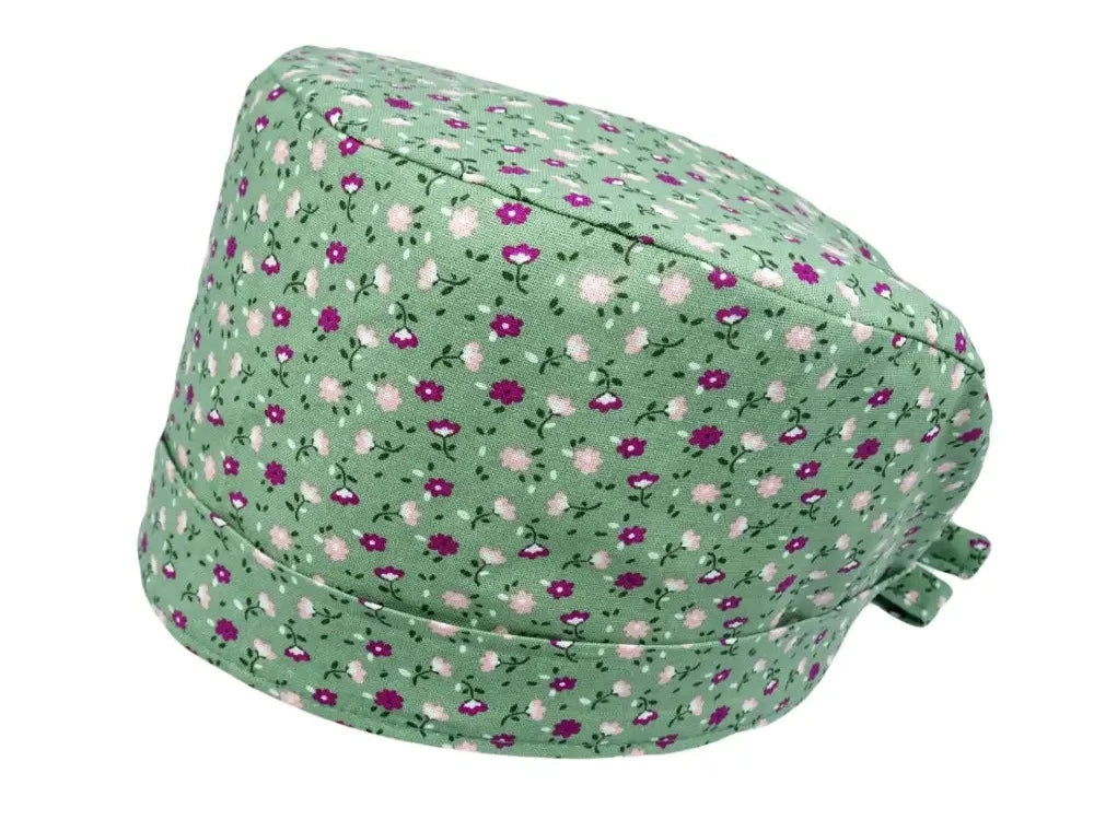Lesleys OP-Haube für lange Haare zartes Blümchen - Stoff OP-Haube aus 100% Baumwolle