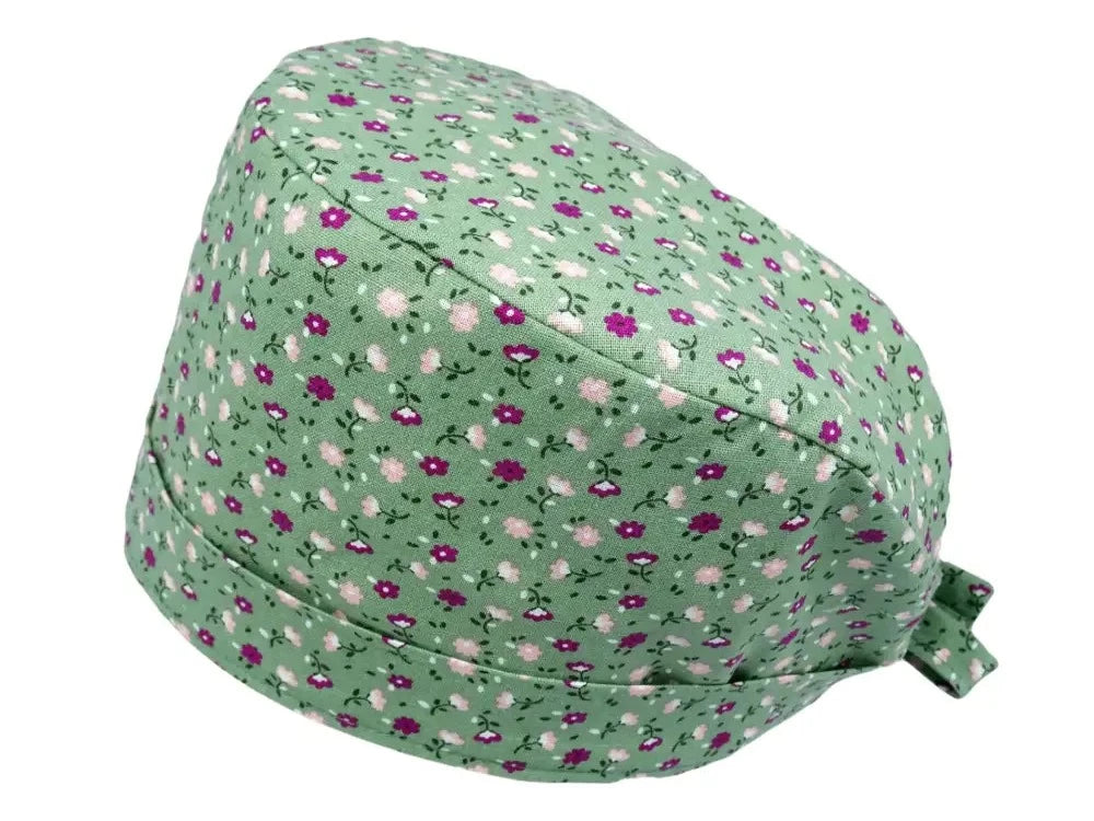 Lesleys OP-Haube für lange Haare zartes Blümchen - Stoff OP-Haube aus 100% Baumwolle