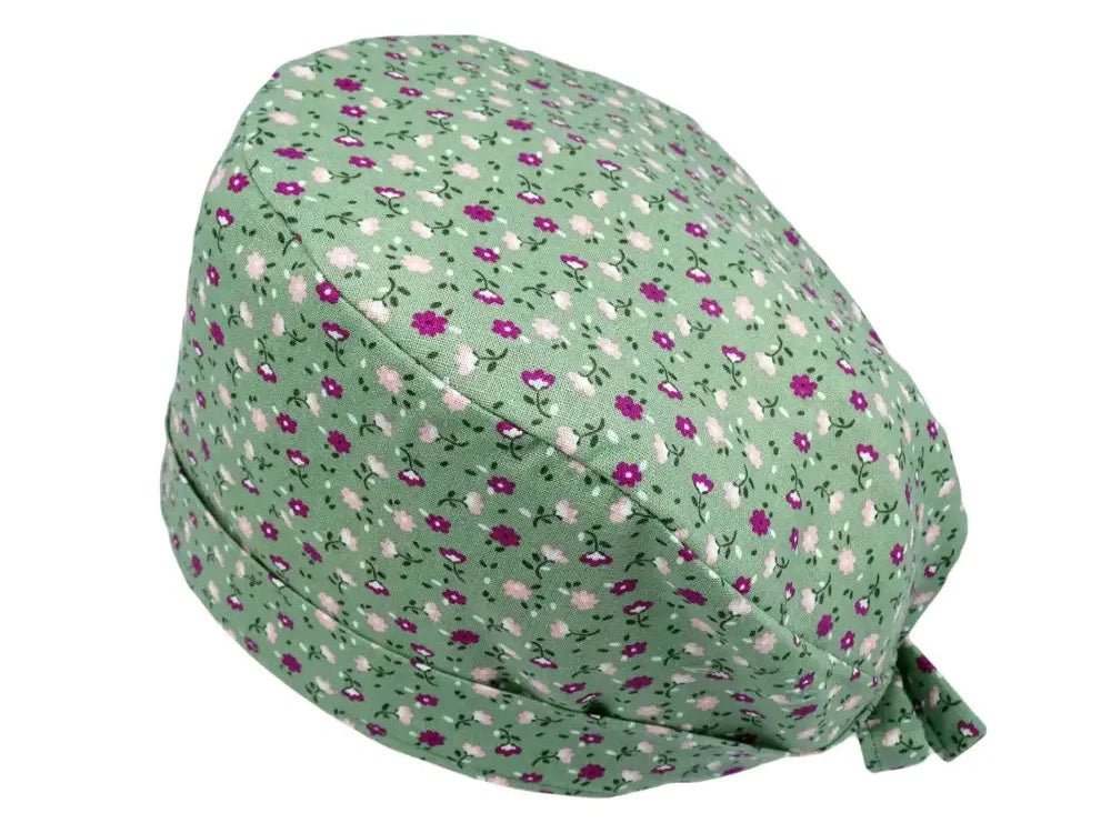 Lesleys OP-Haube für lange Haare zartes Blümchen - Stoff OP-Haube aus 100% Baumwolle