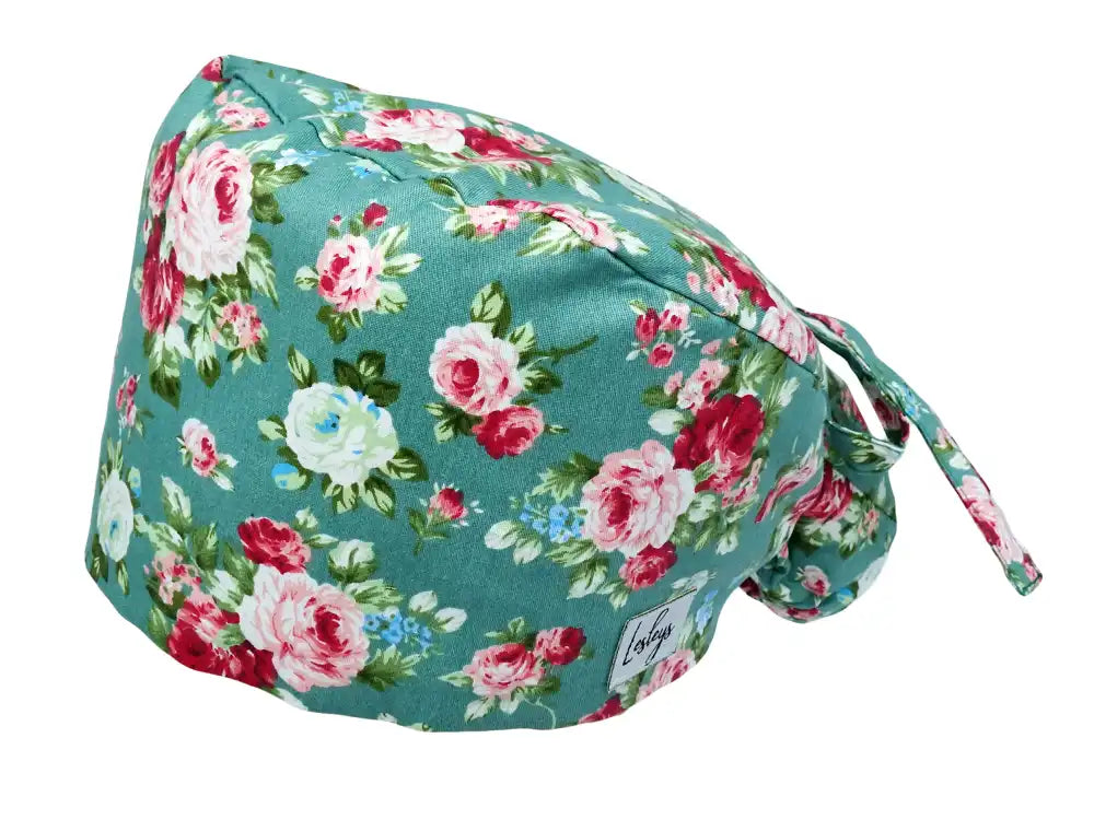 Ponytail Stoff OP-Haube Rosenblüten für lange Haare aus Baumwolle - Lesleys
