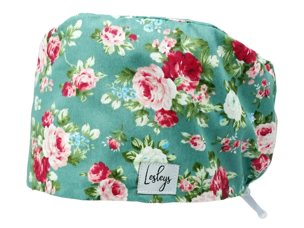 Komfort Stoff OP-Haube Rosenblüten für lange Haare aus Baumwolle - Lesleys