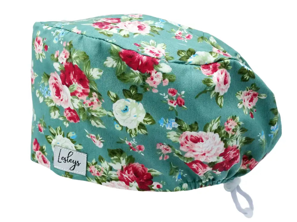 Komfort Stoff OP-Haube Rosenblüten für lange Haare aus Baumwolle - Lesleys