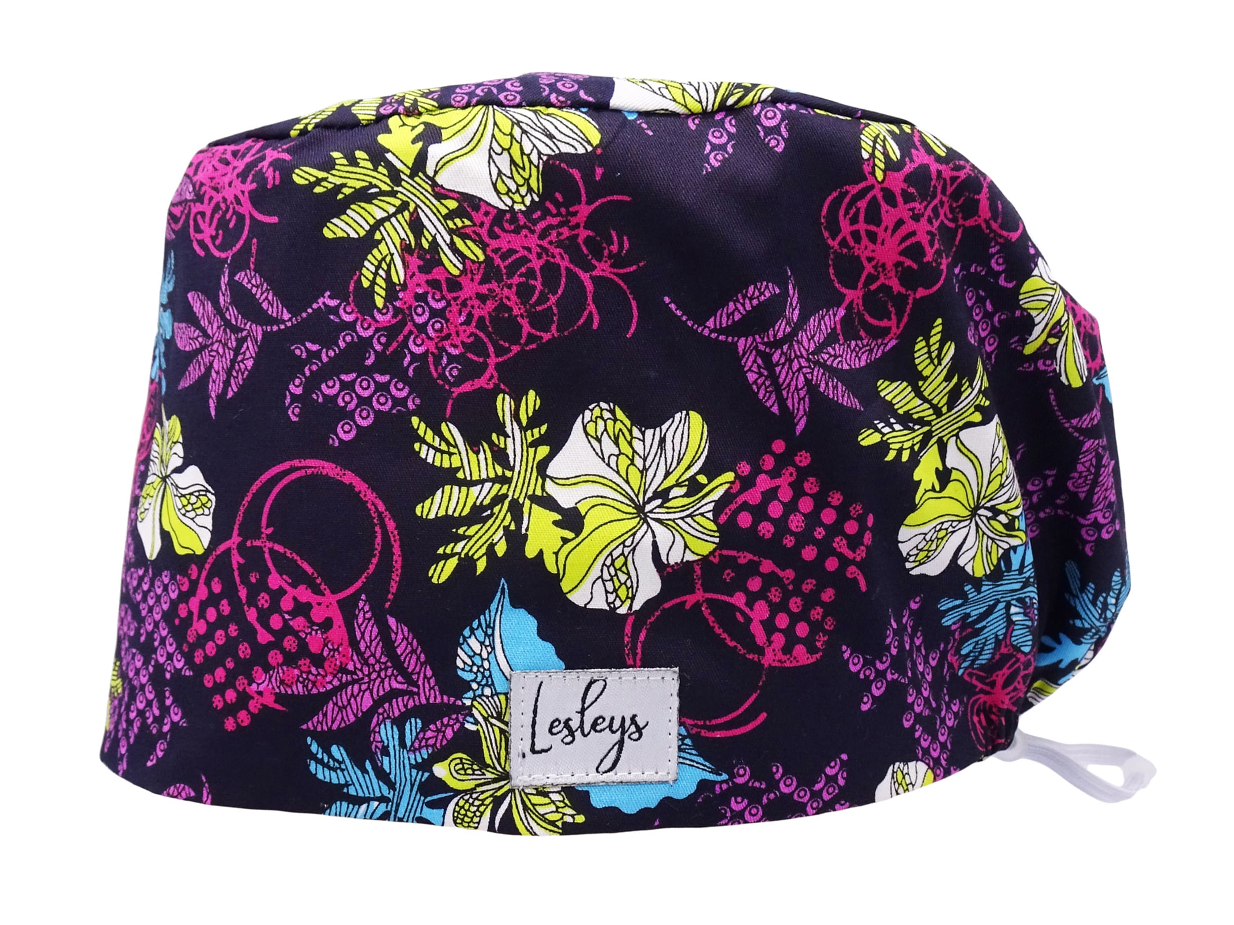 Komfort OP-Haube Dark Flower Stoff OP-Haube aus Baumwolle fuer kurzes und langes Haar
