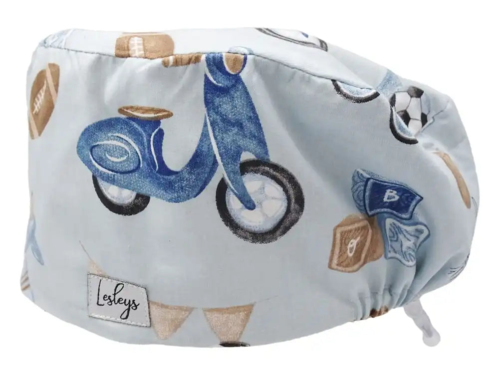 Komfort Stoff OP-Haube Retro Toys für lange Haare aus Baumwolle - Lesleys