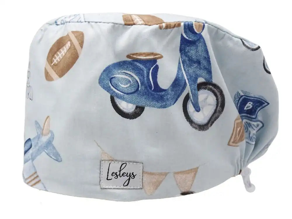 Komfort Stoff OP-Haube Retro Toys für lange Haare aus Baumwolle - Lesleys