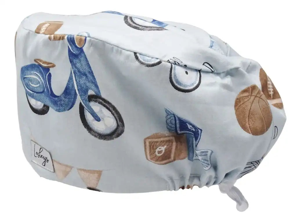 Komfort Stoff OP-Haube Retro Toys für lange Haare aus Baumwolle - Lesleys