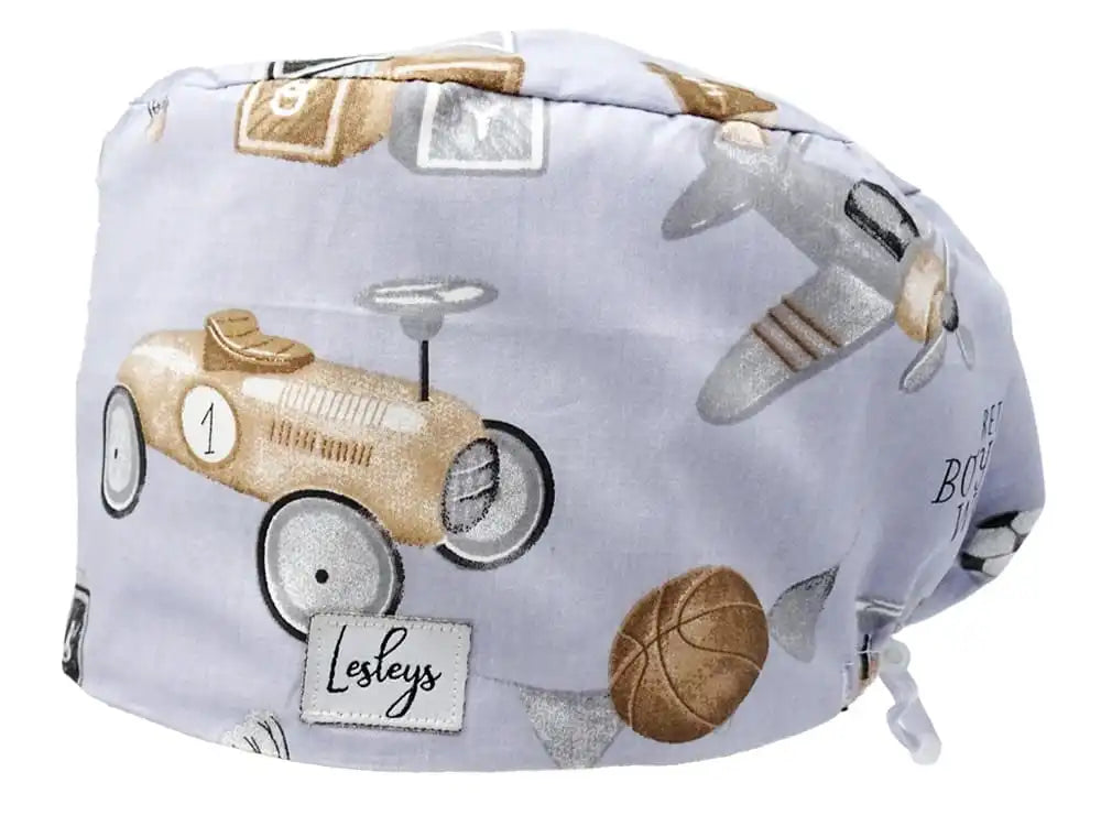 Komfort Stoff OP-Haube Retro Toys für lange Haare aus Baumwolle - Lesleys