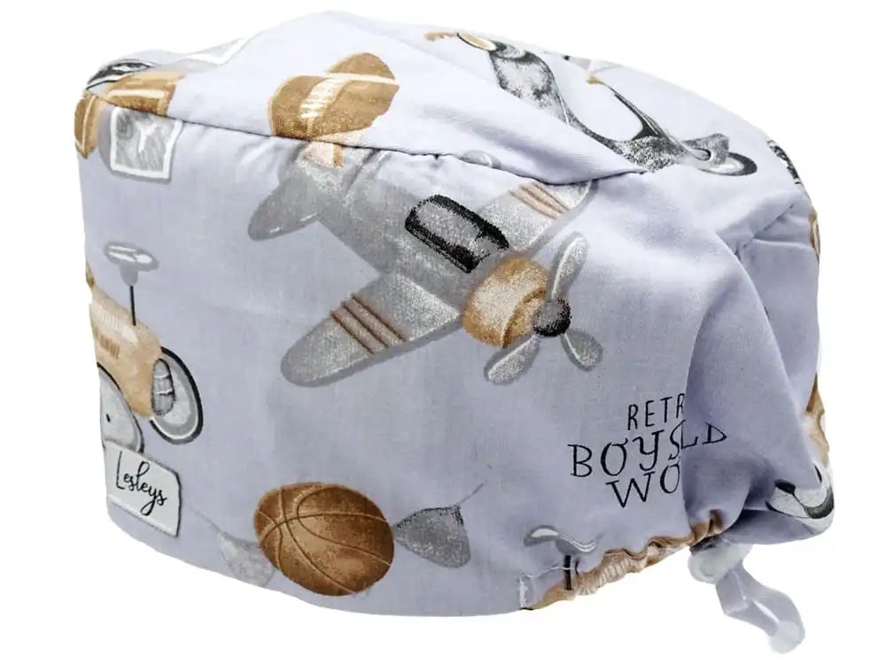 Komfort Stoff OP-Haube Retro Toys für lange Haare aus Baumwolle - Lesleys