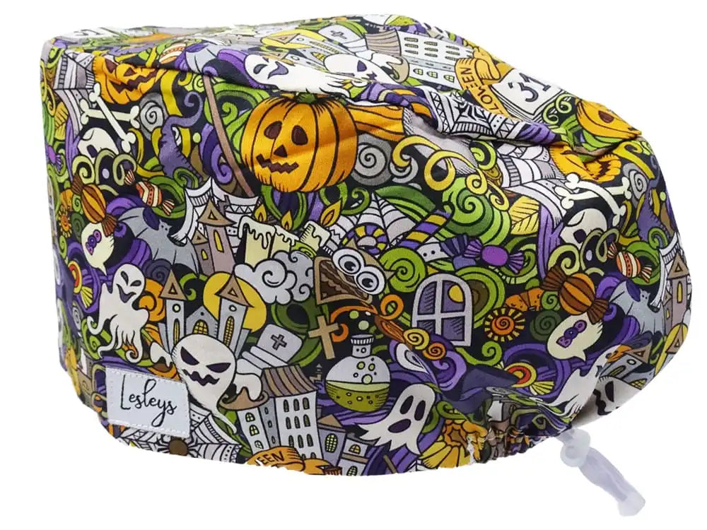 Komfort Stoff OP-Haube Spooky für lange Haare aus Baumwolle - Lesleys