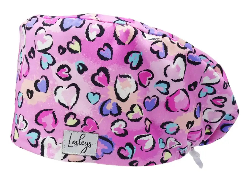Komfort Stoff OP-Haube Bunte Herzen für lange Haare aus Baumwolle - Lesleys