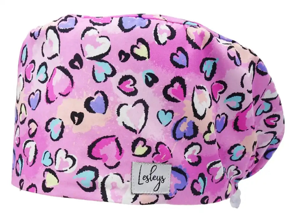 Komfort Stoff OP-Haube Bunte Herzen für lange Haare aus Baumwolle - Lesleys