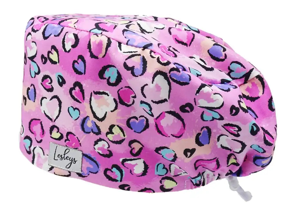 Komfort Stoff OP-Haube Bunte Herzen für lange Haare aus Baumwolle - Lesleys