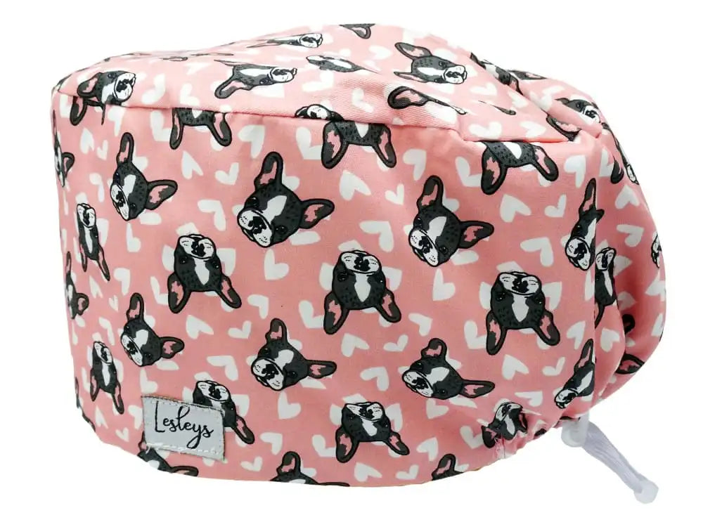 Komfort Stoff OP-Haube Pink Mops für lange Haare aus Baumwolle - Lesleys