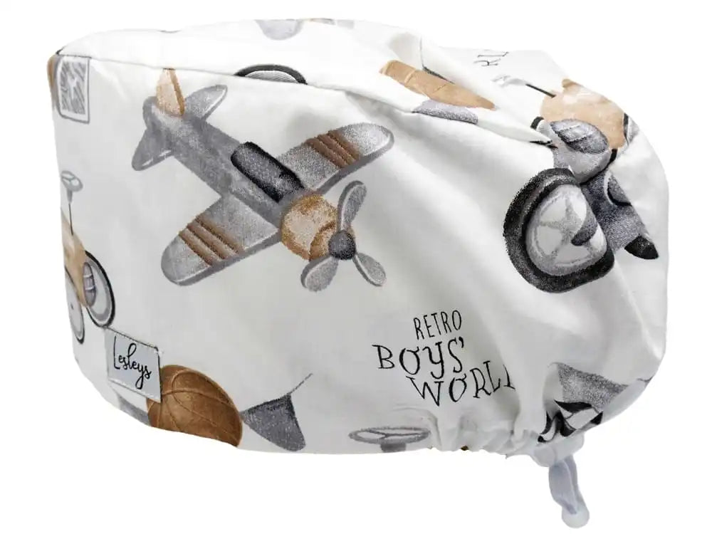 Komfort Stoff OP-Haube Retro Toys für lange Haare aus Baumwolle - Lesleys