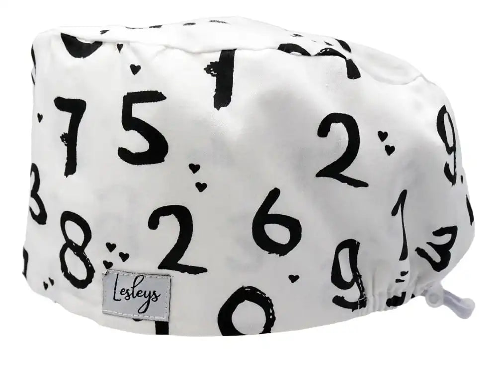 Komfort Stoff OP-Haube Zahlenwelt für lange Haare aus Baumwolle - Lesleys