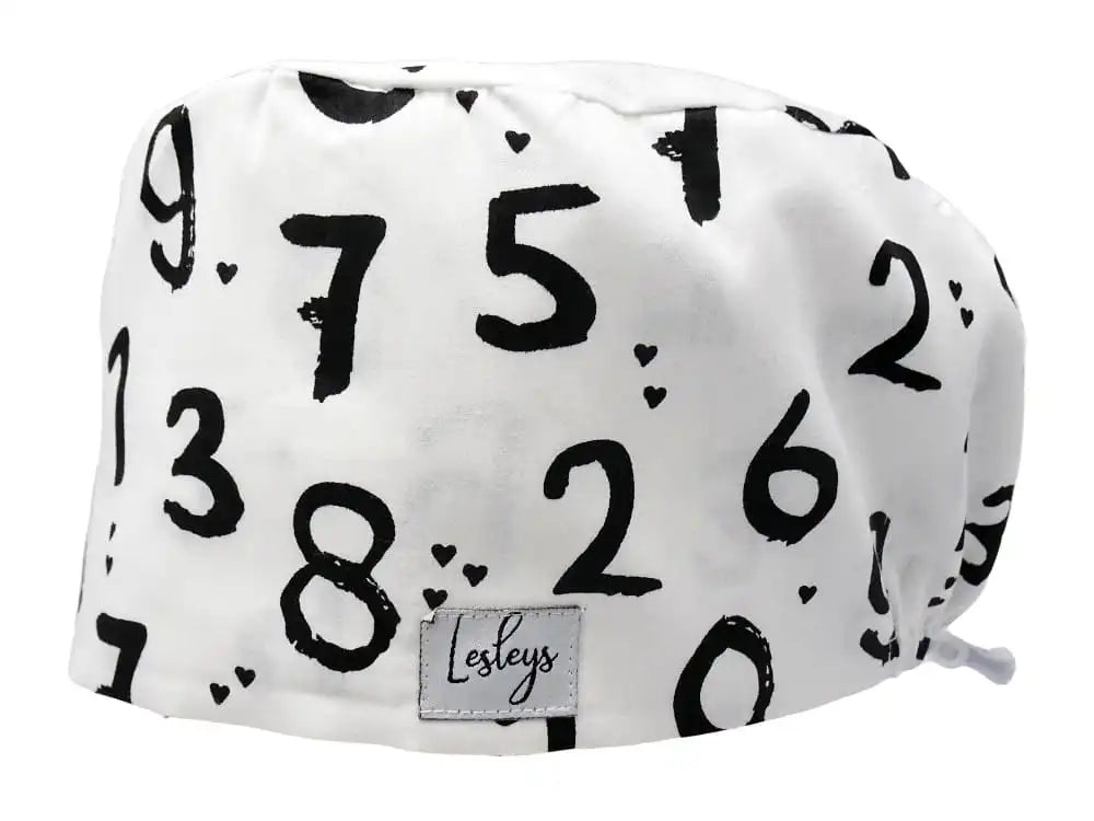 Komfort Stoff OP-Haube Zahlenwelt für lange Haare aus Baumwolle - Lesleys