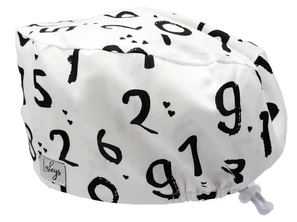 Komfort Stoff OP-Haube Zahlenwelt für lange Haare aus Baumwolle - Lesleys