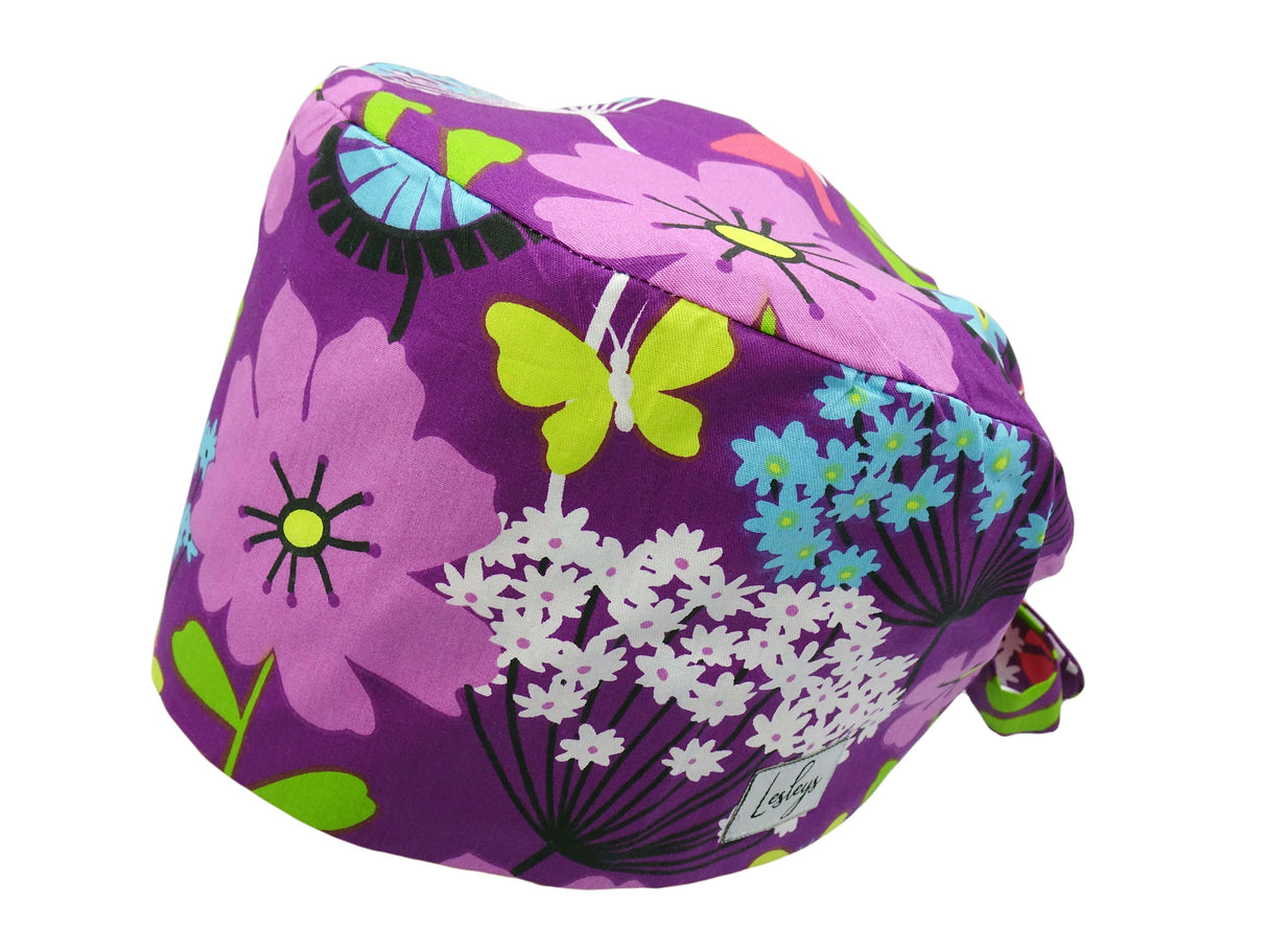 Bandana Stoff OP-Haube Big Flowers für kurze Haare aus Baumwolle - Lesleys