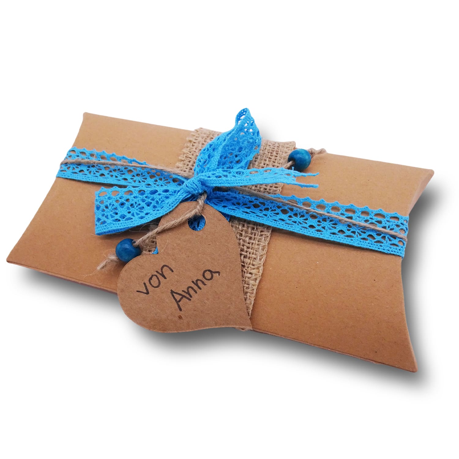 Geschenkverpackung fuer OP-Hauben aus Stoff Schachtel Blau