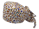 Ponytail Stoff OP-Haube Bunter Leopard für lange Haare aus Baumwolle - Lesleys
