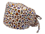 Ponytail Stoff OP-Haube Bunter Leopard für lange Haare aus Baumwolle - Lesleys