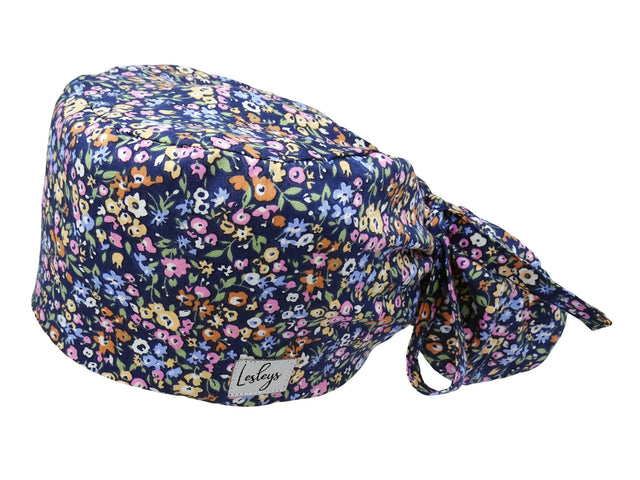 Ponytail Stoff OP-Haube Wildblumen für lange Haare aus Baumwolle - Lesleys