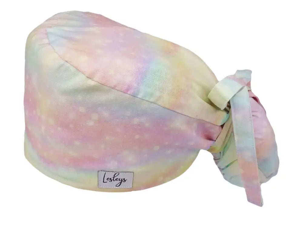 Ponytail Stoff OP-Haube Yellow Space für lange Haare aus Baumwolle - Lesleys