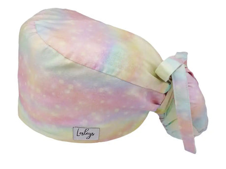 Ponytail Stoff OP-Haube Yellow Space für lange Haare aus Baumwolle - Lesleys