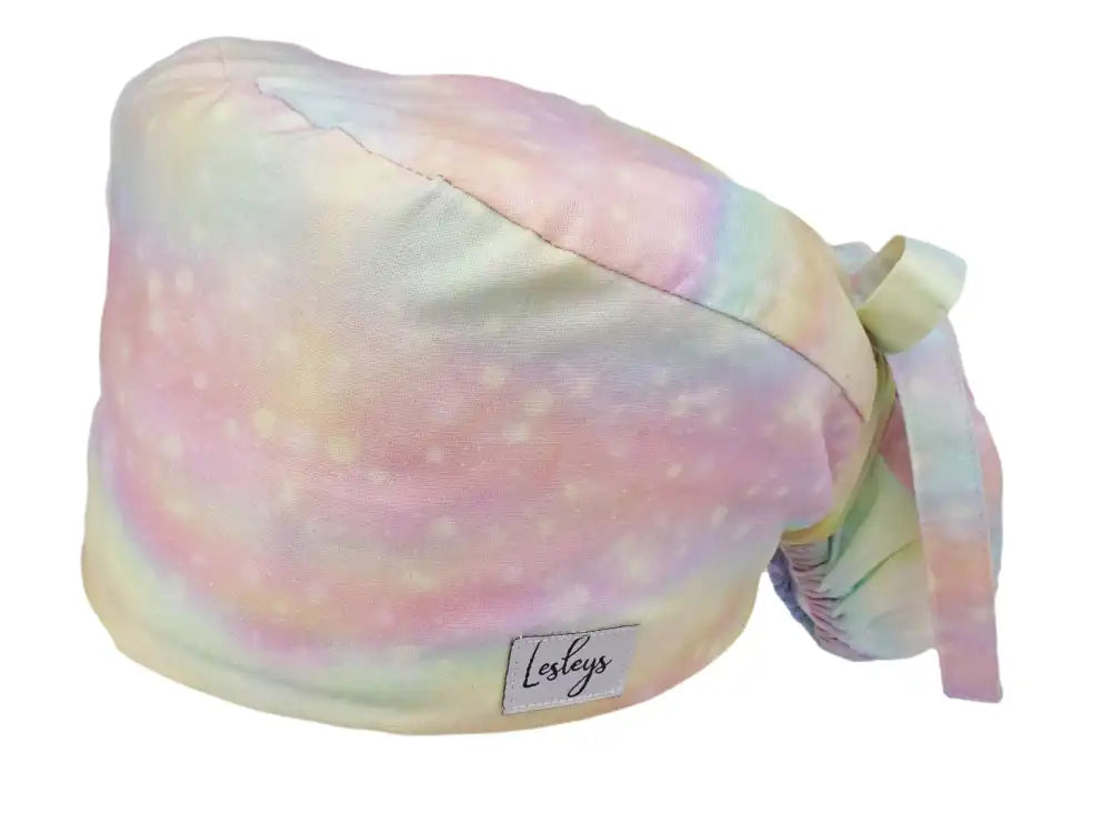 Ponytail Stoff OP-Haube Yellow Space für lange Haare aus Baumwolle - Lesleys