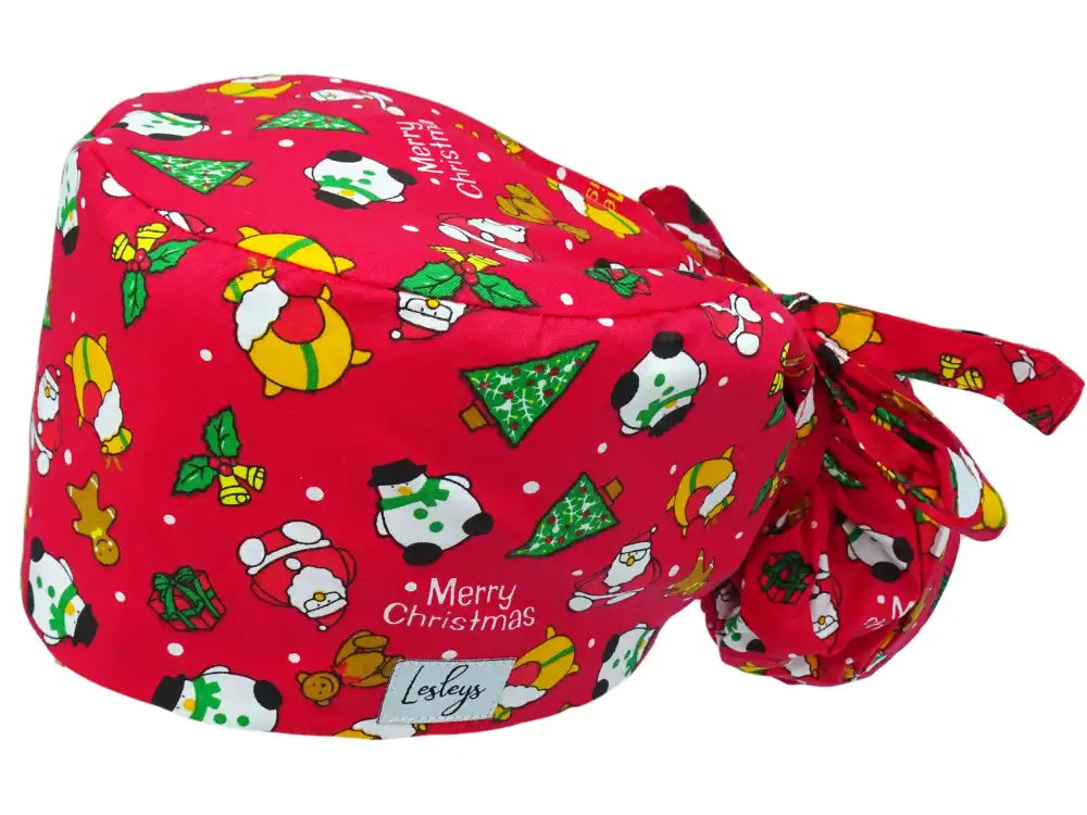 Ponytail Stoff OP-Haube Weihnachten für lange Haare aus Baumwolle - Lesleys