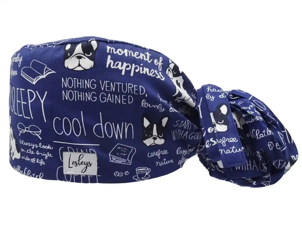 Ponytail Stoff OP-Haube Happy and Sleepy für lange Haare aus Baumwolle - Lesleys