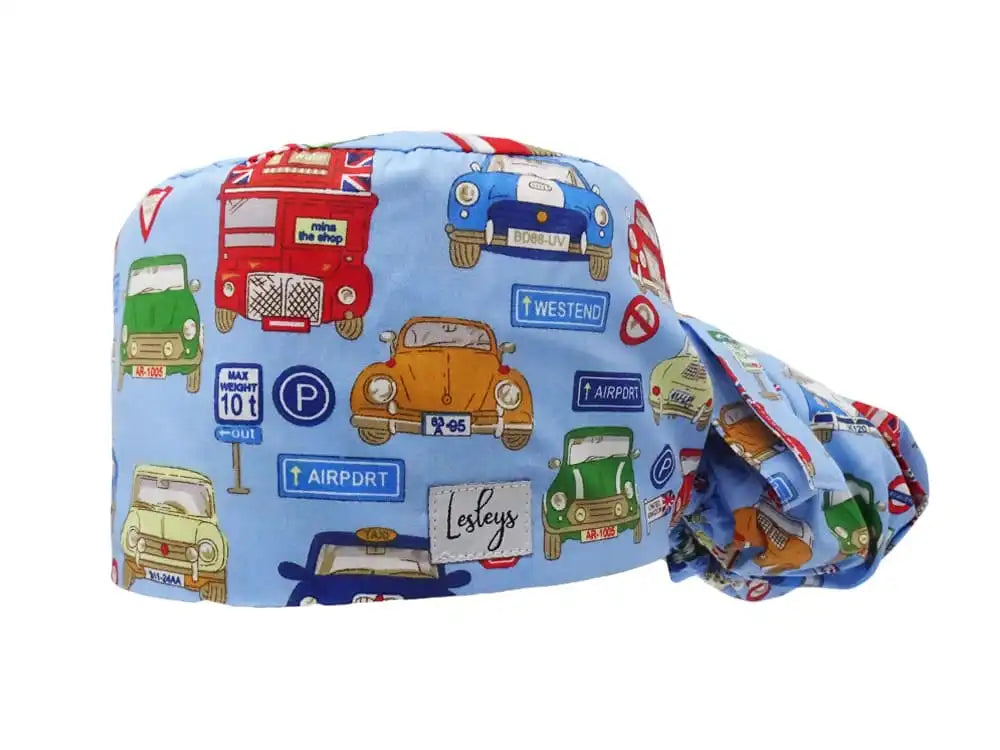 Ponytail Stoff OP-Haube Oldtimer für lange Haare aus Baumwolle - Lesleys