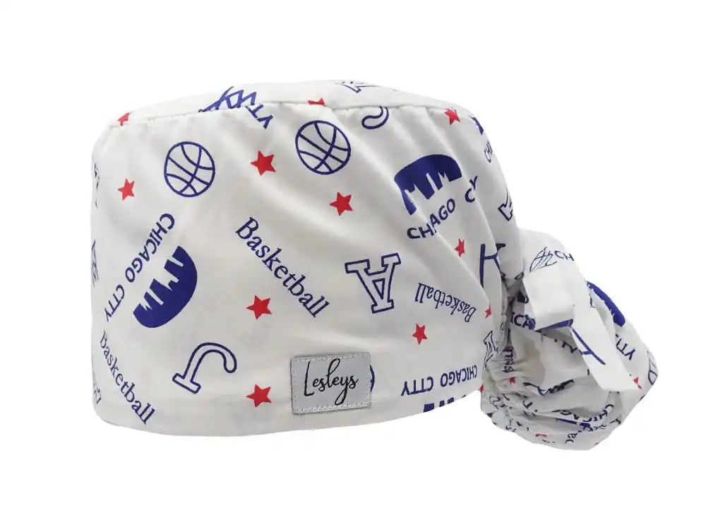 Ponytail Stoff OP-Haube Chicago für lange Haare aus Baumwolle - Lesleys