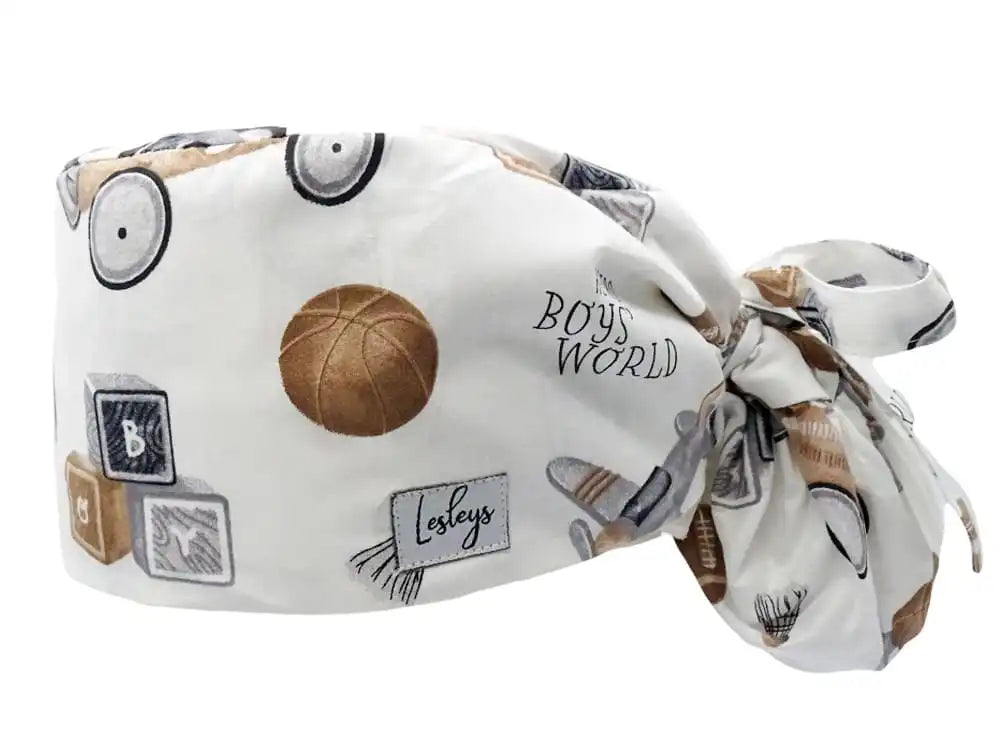 Ponytail Stoff OP-Haube Retro Toys für lange Haare aus Baumwolle - Lesleys