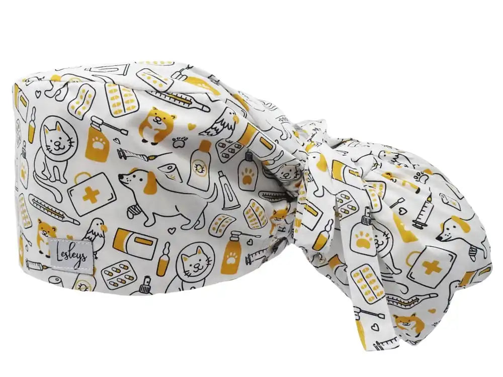 Ponytail Stoff OP-Haube Tiermedizin für lange Haare aus Baumwolle - Lesleys