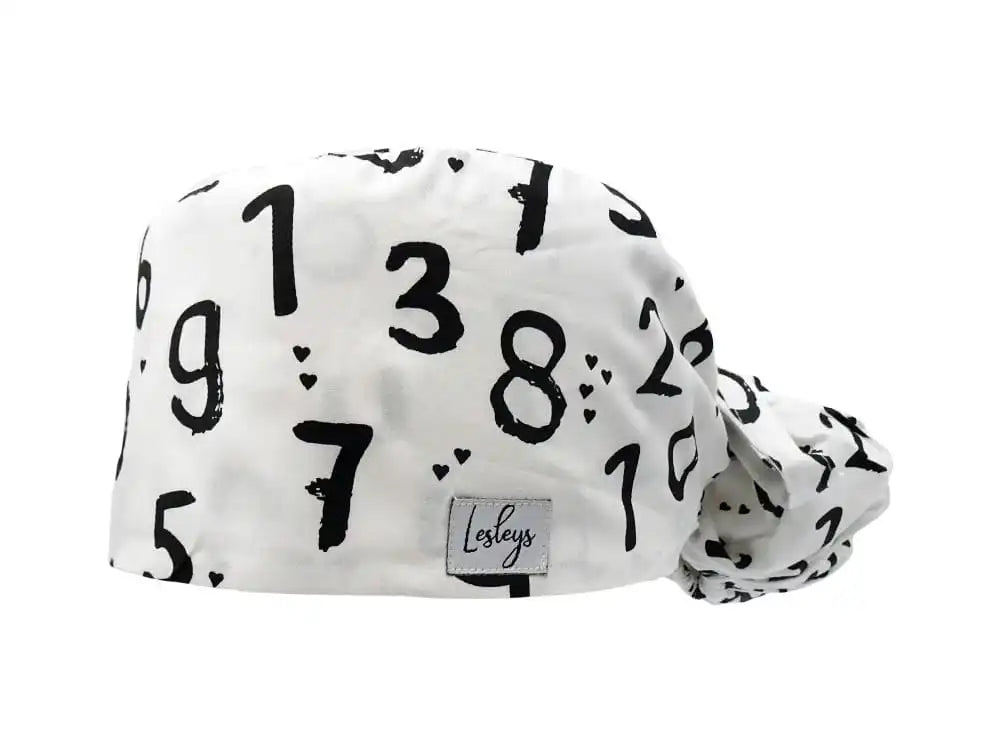 Ponytail Stoff OP-Haube Zahlenwelt für lange Haare aus Baumwolle - Lesleys