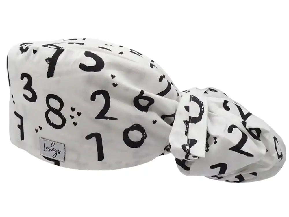 Ponytail Stoff OP-Haube Zahlenwelt für lange Haare aus Baumwolle - Lesleys