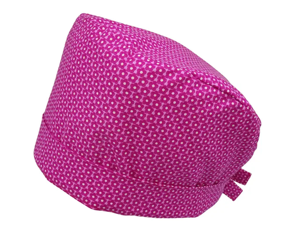Lesleys OP-Haube für lange Haare Pink Blümchen - Stoff OP-Haube aus 100% Baumwolle