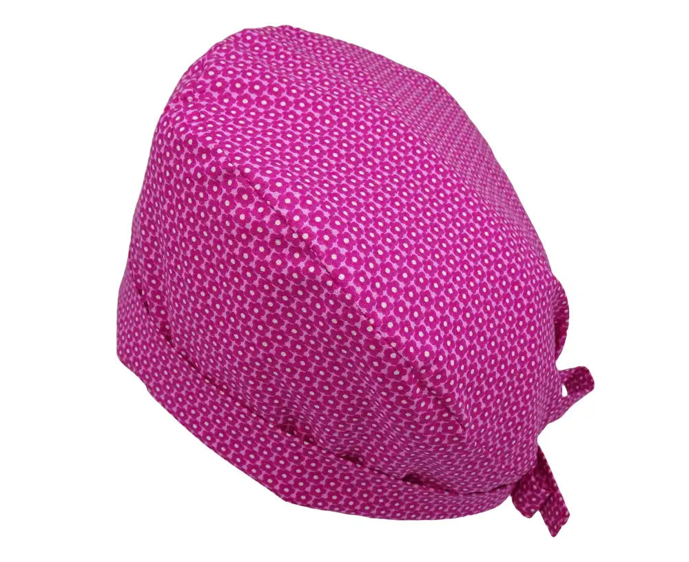 Lesleys OP-Haube für lange Haare Pink Blümchen - Stoff OP-Haube aus 100% Baumwolle