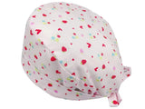 Lesleys OP-Haube für lange Haare Erdbeerliebe Rosa - Stoff OP-Haube aus 100% Baumwolle