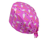 Lesleys OP-Haube für lange Haare Flamingo - Stoff OP-Haube aus 100% Baumwolle