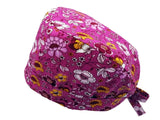 Lesleys OP-Haube für lange Haare Fuchsia - Stoff OP-Haube aus 100% Baumwolle