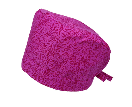 Lesleys OP-Haube für lange Haare Pinke Ornamente - Stoff OP-Haube aus 100% Baumwolle