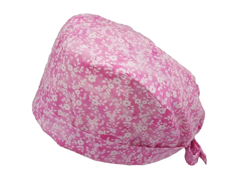Lesleys OP-Haube für lange Haare Pastellrosen Rosa - Stoff OP-Haube aus 100% Baumwolle
