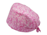 Lesleys OP-Haube für lange Haare Pastellrosen Rosa - Stoff OP-Haube aus 100% Baumwolle
