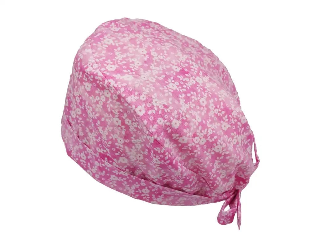 Lesleys OP-Haube für lange Haare Pastellrosen Rosa - Stoff OP-Haube aus 100% Baumwolle
