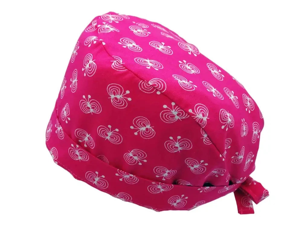 Lesleys OP-Haube für lange Haare Schmetterlinge - Stoff OP-Haube aus 100% Baumwolle