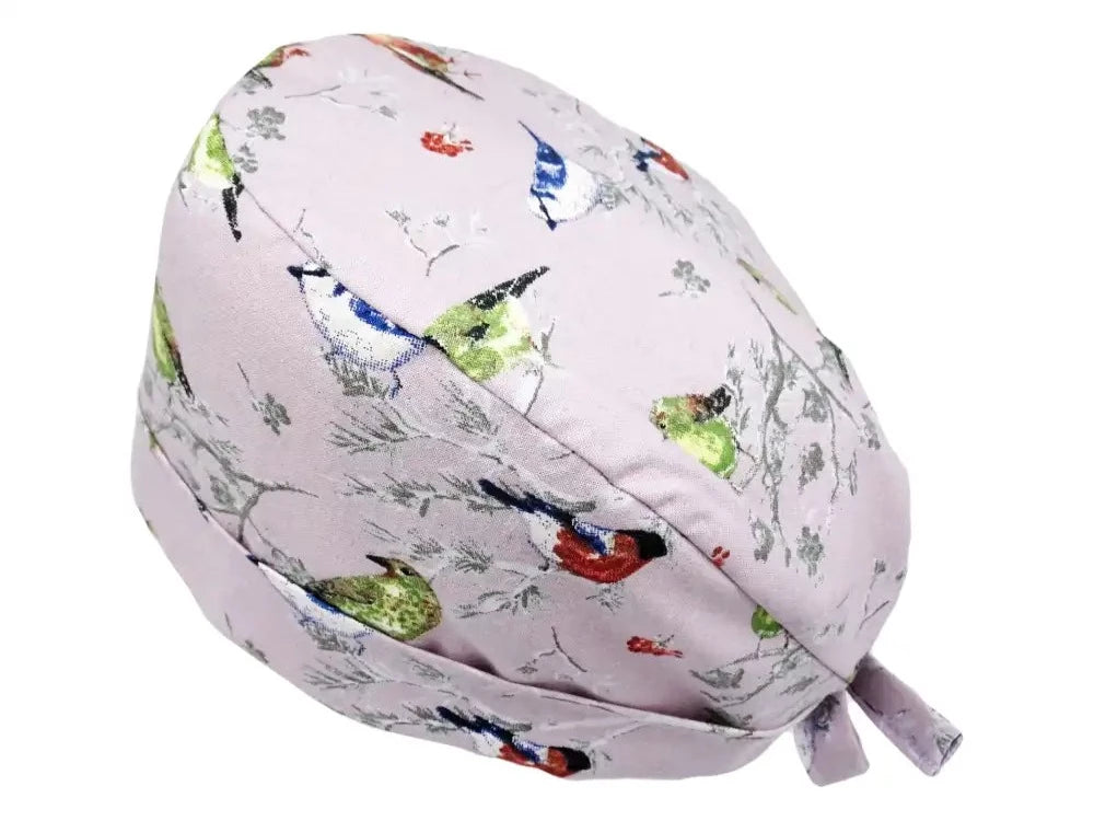 Lesleys OP-Haube für lange Haare Singvögel - Stoff OP-Haube aus 100% Baumwolle